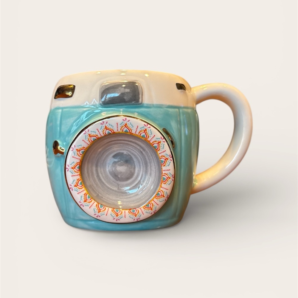 Natural Life Camera Mug Turquoise and White Photography Photographer